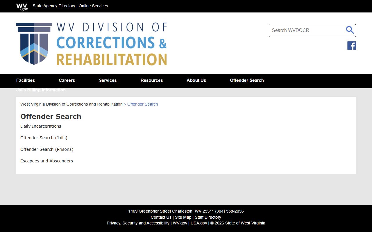 Clay County jail mugshots WVDCR offender search hub